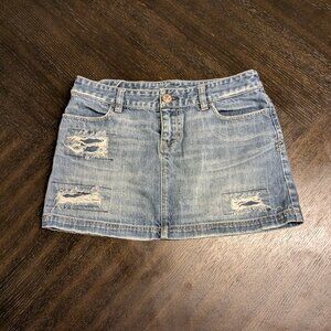 American Eagle Distressed Denim Mini Skirt